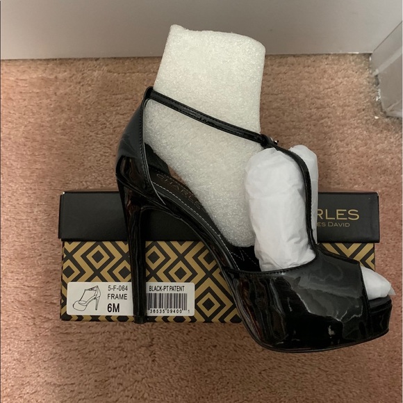 ☀️Preloved Charles-Charles David blk  heel sz 6 - Picture 2 of 8